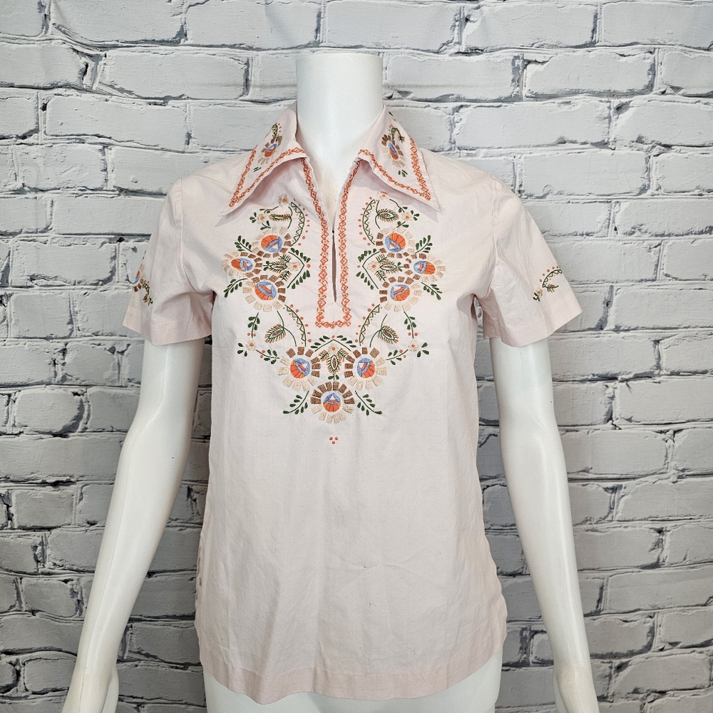 Pierre Balmain Vintage Embroidered Peach Blouse